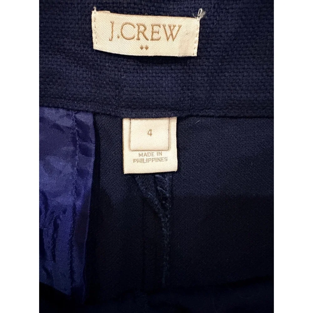 J.Crew Womens Navy Blue Geometric Eyelet Front Side Zip‎ Shorts Size 4